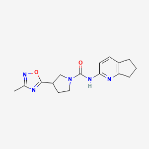 molecular formula C16H19N5O2 B6798566 N-(6,7-dihydro-5H-cyclopenta[b]pyridin-2-yl)-3-(3-methyl-1,2,4-oxadiazol-5-yl)pyrrolidine-1-carboxamide 