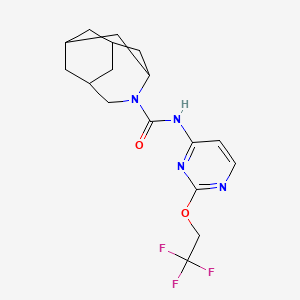 molecular formula C17H21F3N4O2 B6798588 N-[2-(2,2,2-trifluoroethoxy)pyrimidin-4-yl]-4-azatricyclo[4.3.1.13,8]undecane-4-carboxamide 