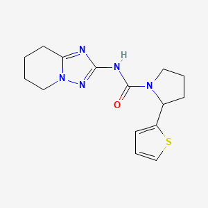 molecular formula C15H19N5OS B6798625 N-(5,6,7,8-tetrahydro-[1,2,4]triazolo[1,5-a]pyridin-2-yl)-2-thiophen-2-ylpyrrolidine-1-carboxamide 