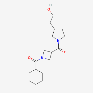molecular formula C17H28N2O3 B6798635 Cyclohexyl-[3-[3-(2-hydroxyethyl)pyrrolidine-1-carbonyl]azetidin-1-yl]methanone 