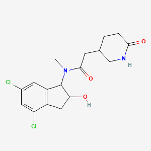 molecular formula C17H20Cl2N2O3 B6798688 N-(4,6-dichloro-2-hydroxy-2,3-dihydro-1H-inden-1-yl)-N-methyl-2-(6-oxopiperidin-3-yl)acetamide 
