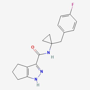 molecular formula C17H18FN3O B6799034 N-[1-[(4-fluorophenyl)methyl]cyclopropyl]-1,4,5,6-tetrahydrocyclopenta[c]pyrazole-3-carboxamide 