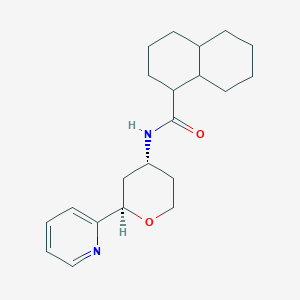 molecular formula C21H30N2O2 B6799088 N-[(2R,4R)-2-pyridin-2-yloxan-4-yl]-1,2,3,4,4a,5,6,7,8,8a-decahydronaphthalene-1-carboxamide 