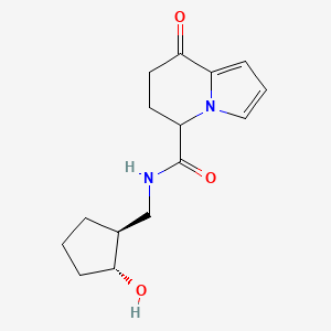 molecular formula C15H20N2O3 B6799302 N-[[(1S,2R)-2-hydroxycyclopentyl]methyl]-8-oxo-6,7-dihydro-5H-indolizine-5-carboxamide 