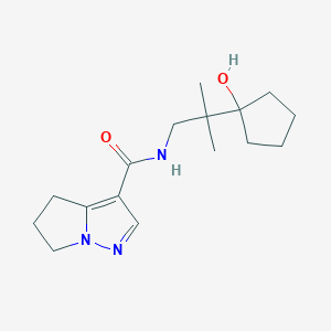 molecular formula C16H25N3O2 B6799313 N-[2-(1-hydroxycyclopentyl)-2-methylpropyl]-5,6-dihydro-4H-pyrrolo[1,2-b]pyrazole-3-carboxamide 