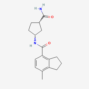 molecular formula C17H22N2O2 B6799325 N-[(1R,3S)-3-carbamoylcyclopentyl]-7-methyl-2,3-dihydro-1H-indene-4-carboxamide 
