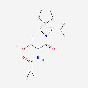 molecular formula C18H30N2O3 B6799418 N-[3-hydroxy-1-oxo-1-(3-propan-2-yl-2-azaspiro[3.4]octan-2-yl)butan-2-yl]cyclopropanecarboxamide 