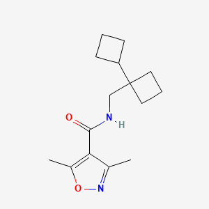 molecular formula C15H22N2O2 B6799433 N-[(1-cyclobutylcyclobutyl)methyl]-3,5-dimethyl-1,2-oxazole-4-carboxamide 