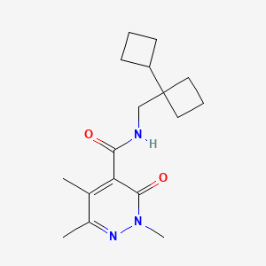 molecular formula C17H25N3O2 B6799441 N-[(1-cyclobutylcyclobutyl)methyl]-2,5,6-trimethyl-3-oxopyridazine-4-carboxamide 