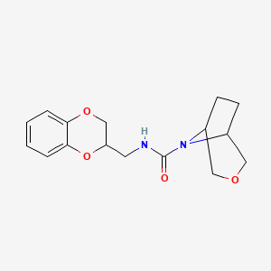 molecular formula C16H20N2O4 B6799521 N-(2,3-dihydro-1,4-benzodioxin-3-ylmethyl)-3-oxa-8-azabicyclo[3.2.1]octane-8-carboxamide 