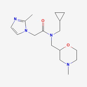 molecular formula C16H26N4O2 B6799633 N-(cyclopropylmethyl)-2-(2-methylimidazol-1-yl)-N-[(4-methylmorpholin-2-yl)methyl]acetamide 