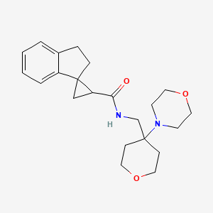 molecular formula C22H30N2O3 B6799823 N-[(4-morpholin-4-yloxan-4-yl)methyl]spiro[1,2-dihydroindene-3,2'-cyclopropane]-1'-carboxamide 