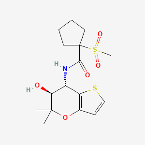 molecular formula C16H23NO5S2 B6799833 N-[(6S,7S)-6-hydroxy-5,5-dimethyl-6,7-dihydrothieno[3,2-b]pyran-7-yl]-1-methylsulfonylcyclopentane-1-carboxamide 