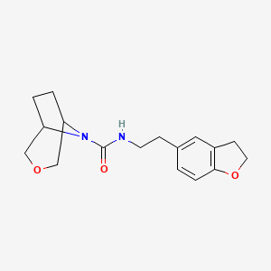 molecular formula C17H22N2O3 B6800077 N-[2-(2,3-dihydro-1-benzofuran-5-yl)ethyl]-3-oxa-8-azabicyclo[3.2.1]octane-8-carboxamide 