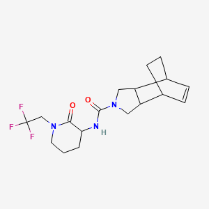 molecular formula C18H24F3N3O2 B6800142 N-[2-oxo-1-(2,2,2-trifluoroethyl)piperidin-3-yl]-4-azatricyclo[5.2.2.02,6]undec-8-ene-4-carboxamide 