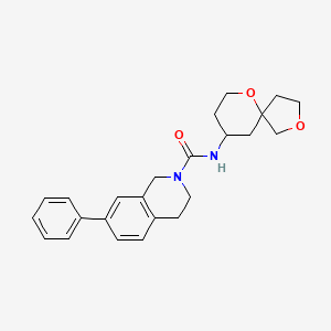 molecular formula C24H28N2O3 B6800186 N-(2,6-dioxaspiro[4.5]decan-9-yl)-7-phenyl-3,4-dihydro-1H-isoquinoline-2-carboxamide 