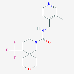 molecular formula C18H24F3N3O2 B6800224 N-[(3-methylpyridin-4-yl)methyl]-5-(trifluoromethyl)-9-oxa-2-azaspiro[5.5]undecane-2-carboxamide 