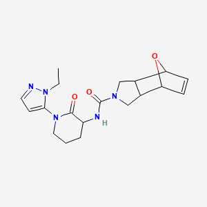 molecular formula C19H25N5O3 B6800237 N-[1-(2-ethylpyrazol-3-yl)-2-oxopiperidin-3-yl]-1,3,3a,4,7,7a-hexahydro-4,7-epoxyisoindole-2-carboxamide 