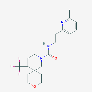molecular formula C19H26F3N3O2 B6800243 N-[2-(6-methylpyridin-2-yl)ethyl]-5-(trifluoromethyl)-9-oxa-2-azaspiro[5.5]undecane-2-carboxamide 