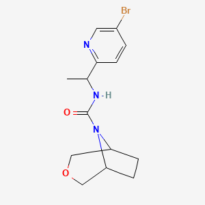 molecular formula C14H18BrN3O2 B6800248 N-[1-(5-bromopyridin-2-yl)ethyl]-3-oxa-8-azabicyclo[3.2.1]octane-8-carboxamide 