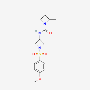 molecular formula C16H23N3O4S B6800284 N-[1-(4-methoxyphenyl)sulfonylazetidin-3-yl]-2,3-dimethylazetidine-1-carboxamide 