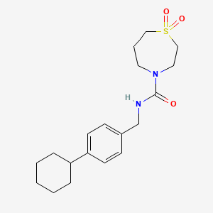 molecular formula C19H28N2O3S B6800348 N-[(4-cyclohexylphenyl)methyl]-1,1-dioxo-1,4-thiazepane-4-carboxamide 