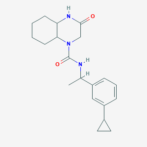 molecular formula C20H27N3O2 B6800398 N-[1-(3-cyclopropylphenyl)ethyl]-3-oxo-2,4,4a,5,6,7,8,8a-octahydroquinoxaline-1-carboxamide 