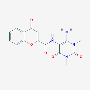 molecular formula C16H14N4O5 B068004 N-(4-amino-1,3-dimethyl-2,6-dioxopyrimidin-5-yl)-4-oxochromene-2-carboxamide CAS No. 166115-67-9