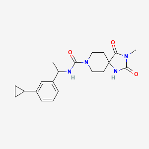 molecular formula C20H26N4O3 B6800408 N-[1-(3-cyclopropylphenyl)ethyl]-3-methyl-2,4-dioxo-1,3,8-triazaspiro[4.5]decane-8-carboxamide 