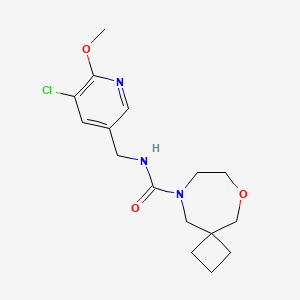 molecular formula C16H22ClN3O3 B6800462 N-[(5-chloro-6-methoxypyridin-3-yl)methyl]-6-oxa-9-azaspiro[3.6]decane-9-carboxamide 
