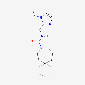 molecular formula C18H30N4O B6800467 N-[(1-ethylimidazol-2-yl)methyl]-9-azaspiro[5.6]dodecane-9-carboxamide 