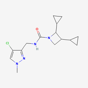 molecular formula C15H21ClN4O B6800486 N-[(4-chloro-1-methylpyrazol-3-yl)methyl]-2,3-dicyclopropylazetidine-1-carboxamide 