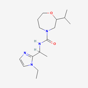 molecular formula C16H28N4O2 B6800509 N-[1-(1-ethylimidazol-2-yl)ethyl]-2-propan-2-yl-1,4-oxazepane-4-carboxamide 