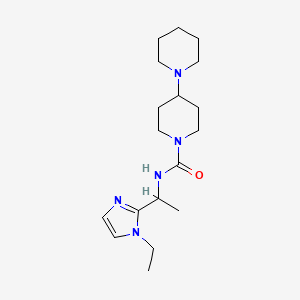 molecular formula C18H31N5O B6800519 N-[1-(1-ethylimidazol-2-yl)ethyl]-4-piperidin-1-ylpiperidine-1-carboxamide 