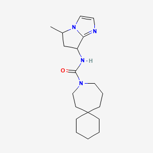 molecular formula C19H30N4O B6800533 N-(5-methyl-6,7-dihydro-5H-pyrrolo[1,2-a]imidazol-7-yl)-9-azaspiro[5.6]dodecane-9-carboxamide 