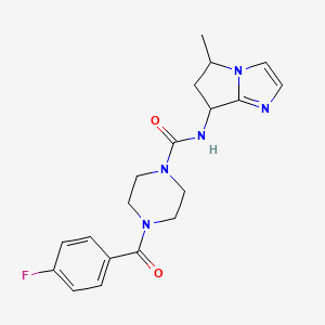molecular formula C19H22FN5O2 B6800544 4-(4-fluorobenzoyl)-N-(5-methyl-6,7-dihydro-5H-pyrrolo[1,2-a]imidazol-7-yl)piperazine-1-carboxamide 