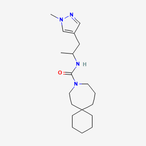 molecular formula C19H32N4O B6800560 N-[1-(1-methylpyrazol-4-yl)propan-2-yl]-9-azaspiro[5.6]dodecane-9-carboxamide 