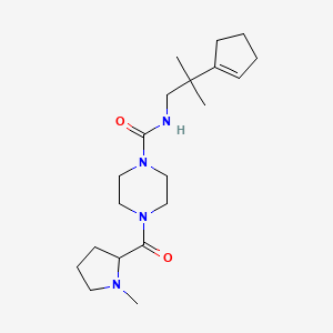 molecular formula C20H34N4O2 B6800656 N-[2-(cyclopenten-1-yl)-2-methylpropyl]-4-(1-methylpyrrolidine-2-carbonyl)piperazine-1-carboxamide 