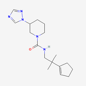 molecular formula C17H27N5O B6800663 N-[2-(cyclopenten-1-yl)-2-methylpropyl]-3-(1,2,4-triazol-1-yl)piperidine-1-carboxamide 