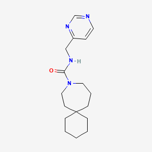 molecular formula C17H26N4O B6800674 N-(pyrimidin-4-ylmethyl)-9-azaspiro[5.6]dodecane-9-carboxamide 