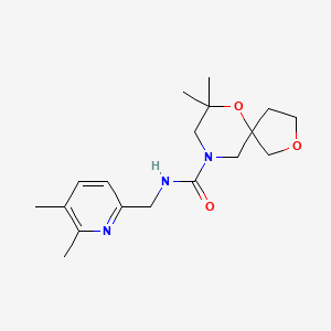 molecular formula C18H27N3O3 B6800723 N-[(5,6-dimethylpyridin-2-yl)methyl]-7,7-dimethyl-2,6-dioxa-9-azaspiro[4.5]decane-9-carboxamide 