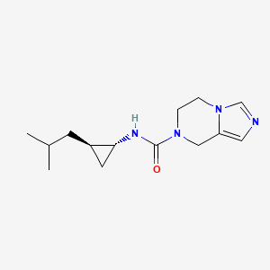 molecular formula C14H22N4O B6800745 N-[(1R,2R)-2-(2-methylpropyl)cyclopropyl]-6,8-dihydro-5H-imidazo[1,5-a]pyrazine-7-carboxamide 