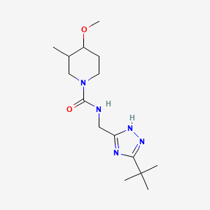 molecular formula C15H27N5O2 B6800757 N-[(3-tert-butyl-1H-1,2,4-triazol-5-yl)methyl]-4-methoxy-3-methylpiperidine-1-carboxamide 