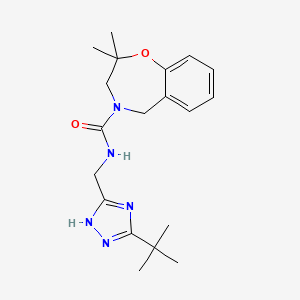 molecular formula C19H27N5O2 B6800761 N-[(3-tert-butyl-1H-1,2,4-triazol-5-yl)methyl]-2,2-dimethyl-3,5-dihydro-1,4-benzoxazepine-4-carboxamide 