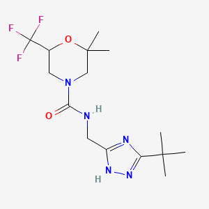 molecular formula C15H24F3N5O2 B6800770 N-[(3-tert-butyl-1H-1,2,4-triazol-5-yl)methyl]-2,2-dimethyl-6-(trifluoromethyl)morpholine-4-carboxamide 