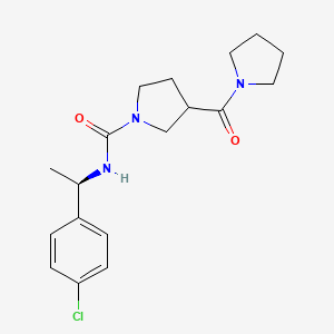 molecular formula C18H24ClN3O2 B6800843 N-[(1R)-1-(4-chlorophenyl)ethyl]-3-(pyrrolidine-1-carbonyl)pyrrolidine-1-carboxamide 