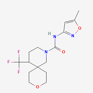 molecular formula C15H20F3N3O3 B6800851 N-(5-methyl-1,2-oxazol-3-yl)-5-(trifluoromethyl)-9-oxa-2-azaspiro[5.5]undecane-2-carboxamide 