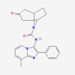 molecular formula C22H22N4O2 B6800878 N-(8-methyl-2-phenylimidazo[1,2-a]pyridin-3-yl)-3-oxo-8-azabicyclo[3.2.1]octane-8-carboxamide 