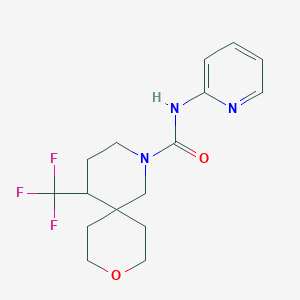 molecular formula C16H20F3N3O2 B6800949 N-pyridin-2-yl-5-(trifluoromethyl)-9-oxa-2-azaspiro[5.5]undecane-2-carboxamide 