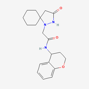 molecular formula C19H25N3O3 B6800961 N-(3,4-dihydro-2H-chromen-4-yl)-2-(3-oxo-1,2-diazaspiro[4.5]decan-1-yl)acetamide 